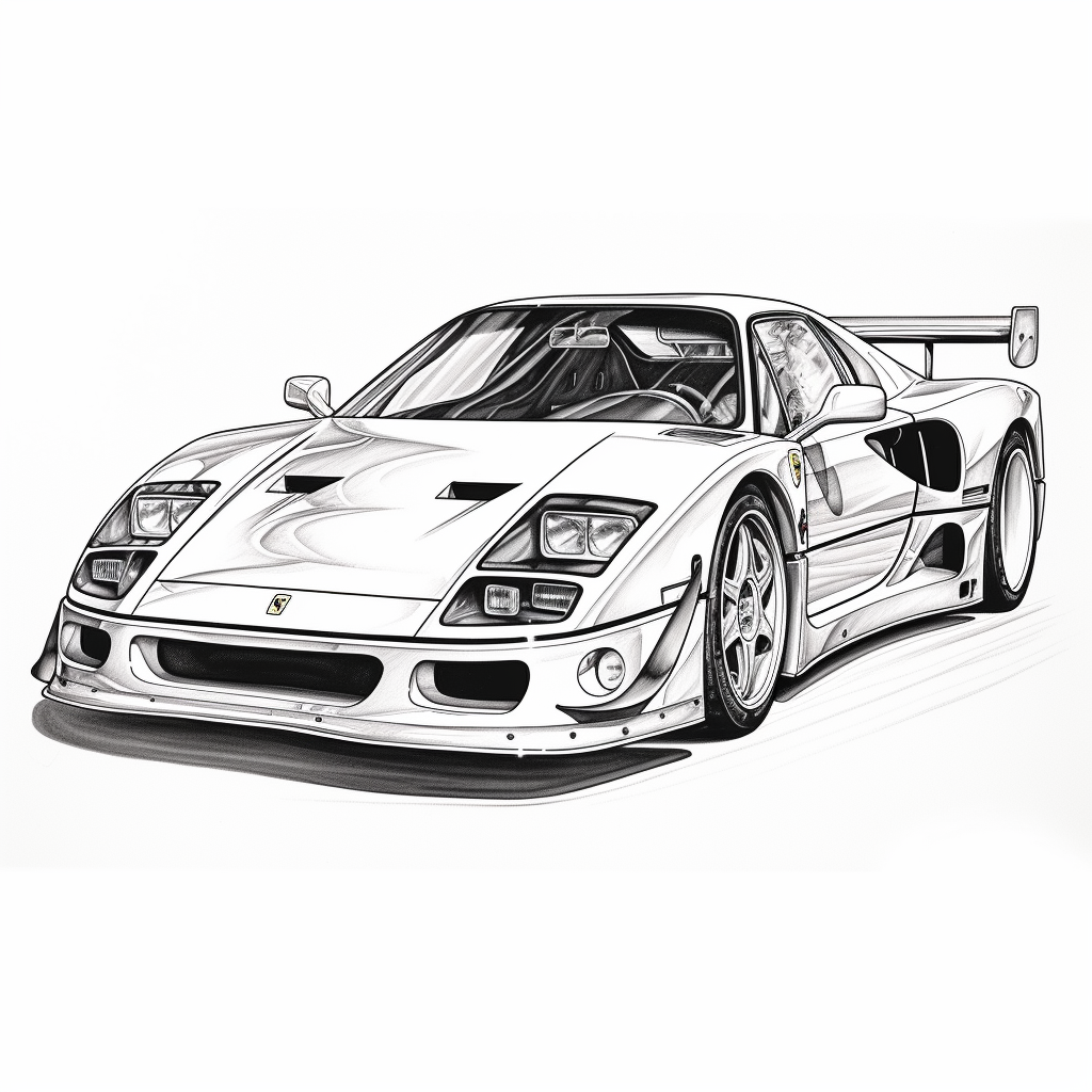 Black and white Ferrari F40 outline