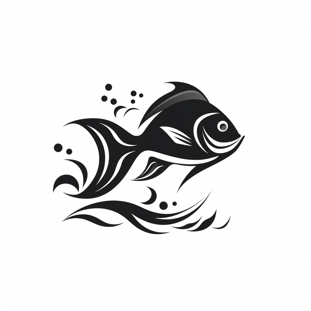 Beautiful black and white fish logo