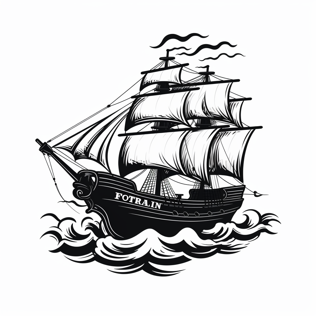 Simple black and white logo of the Flying Dutchman