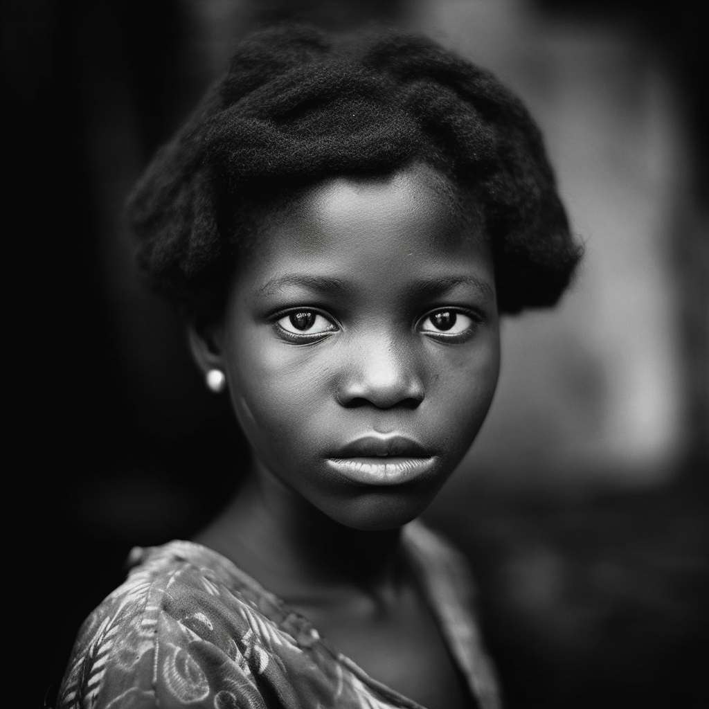 Black and white photograph of a girl