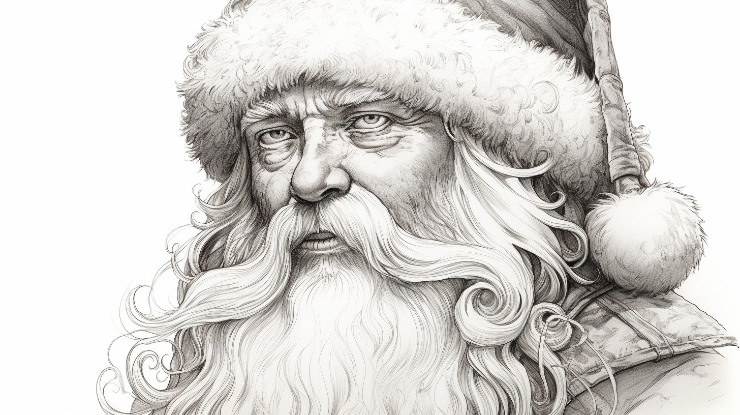 Santa Claus coloring page in black and white