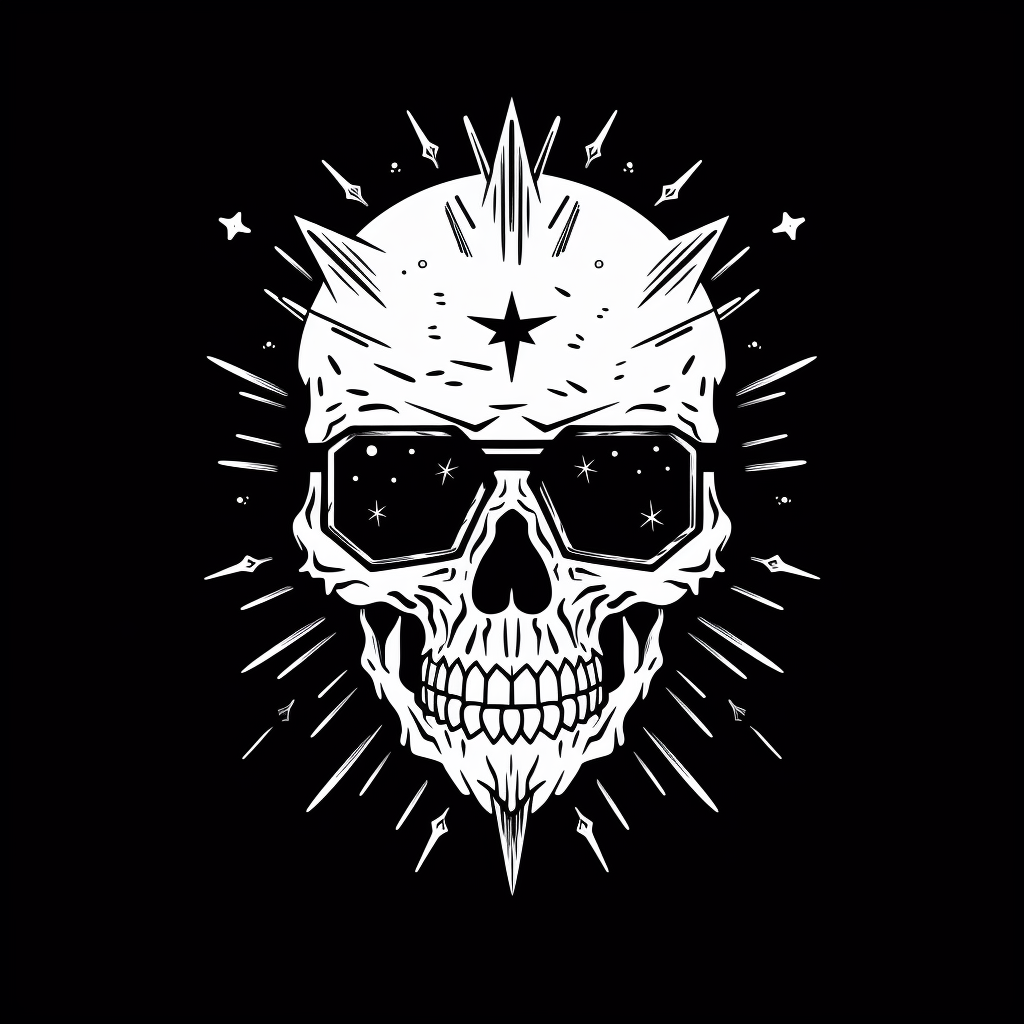 Minimalistic black and white skull illustration