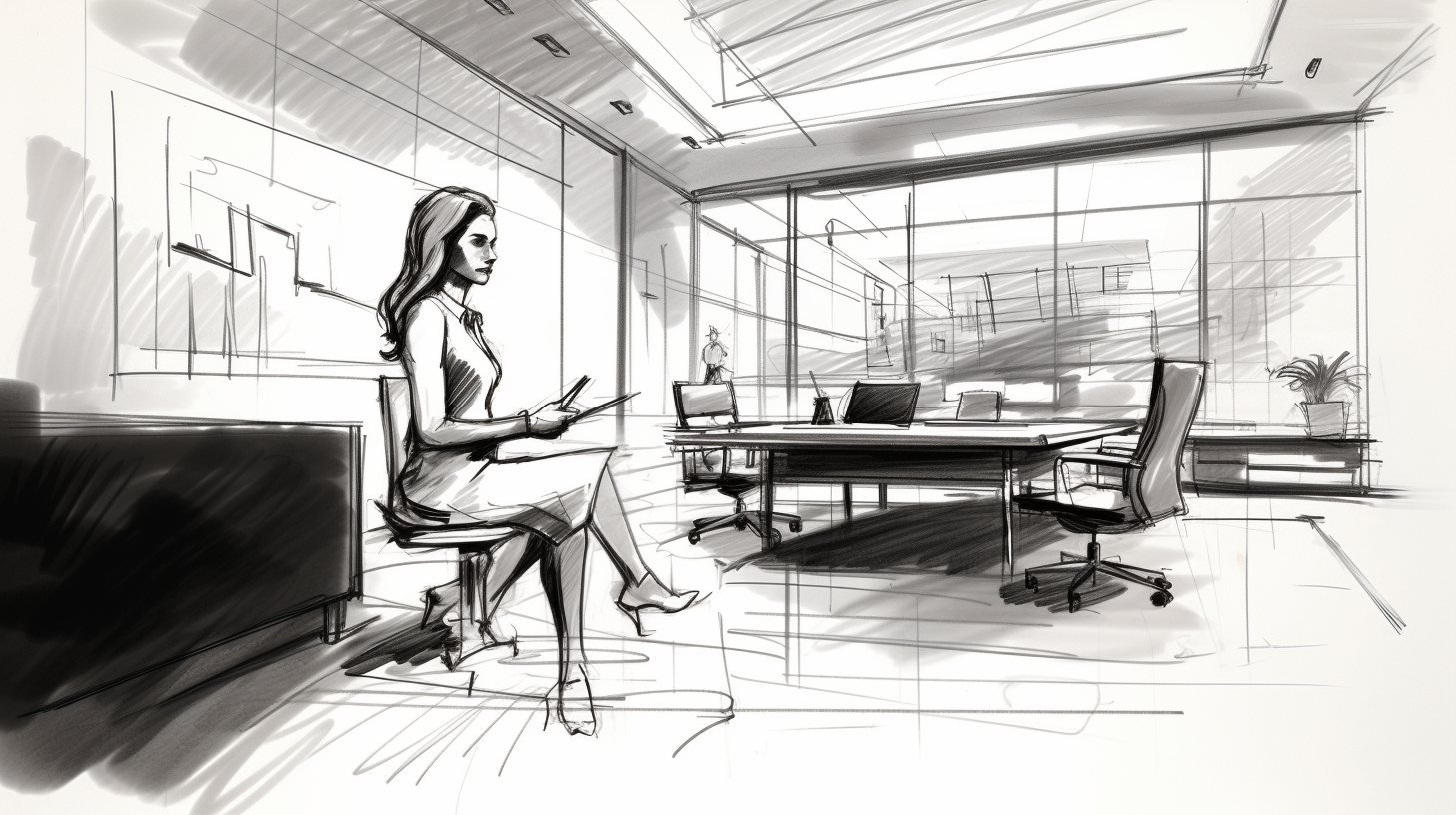 Female office worker writing on a cardboard