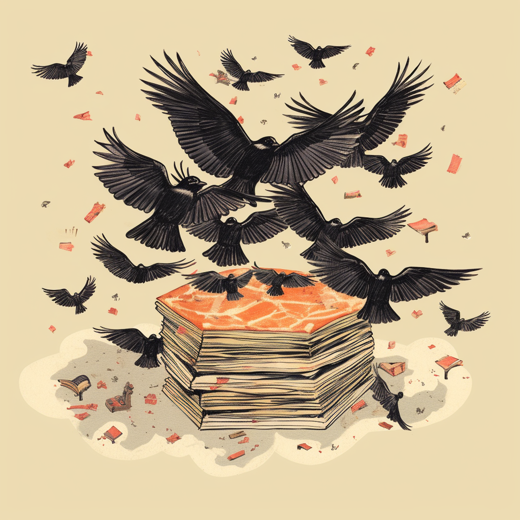 Blackbirds pie in vintage book illustration