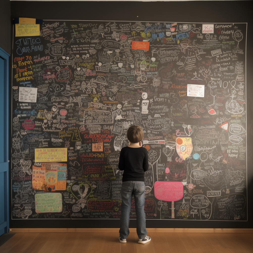 Children's blackboard drawing on prevention