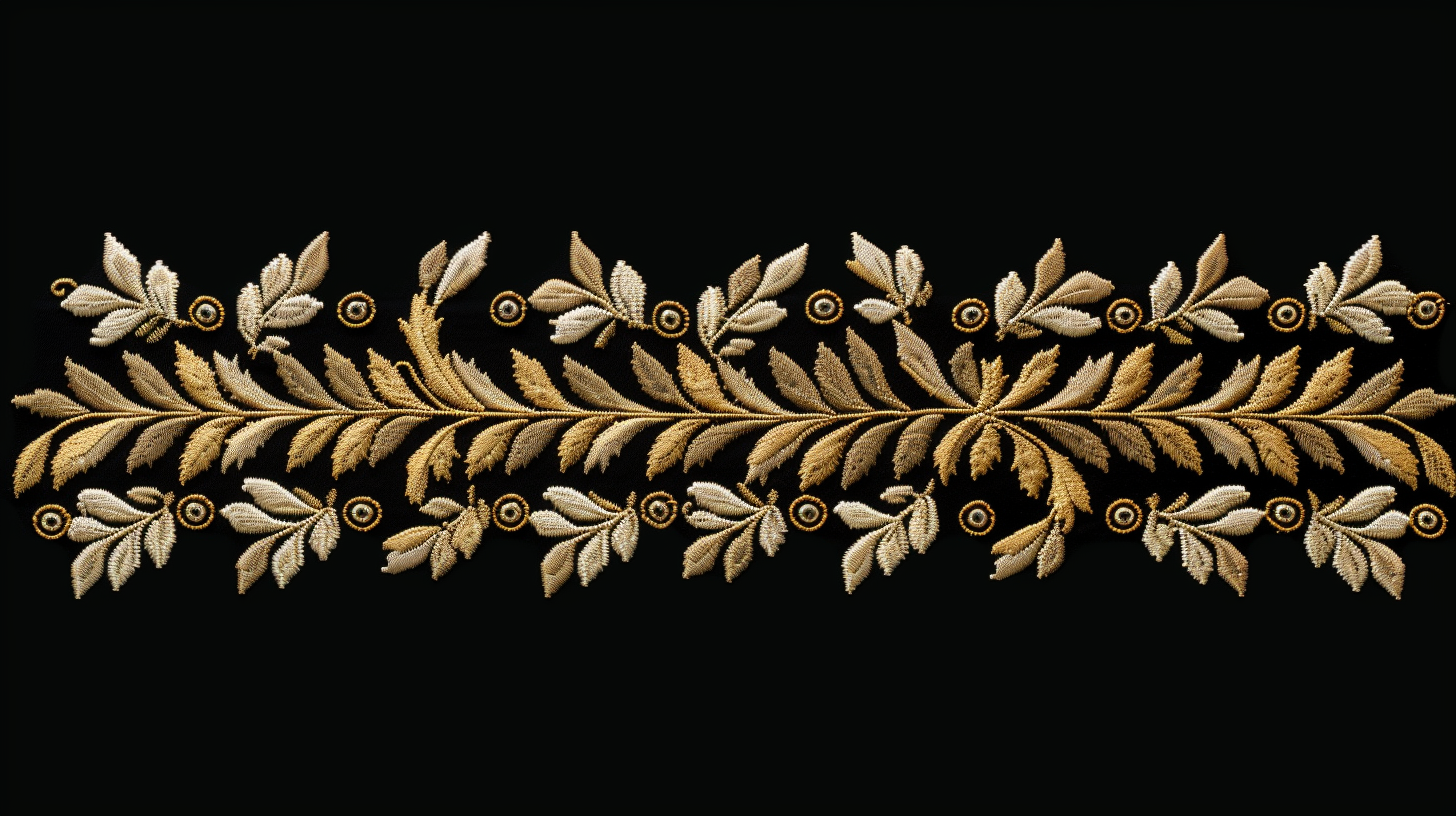 Blackleaf Collarband Metal Embroidery with Leaves