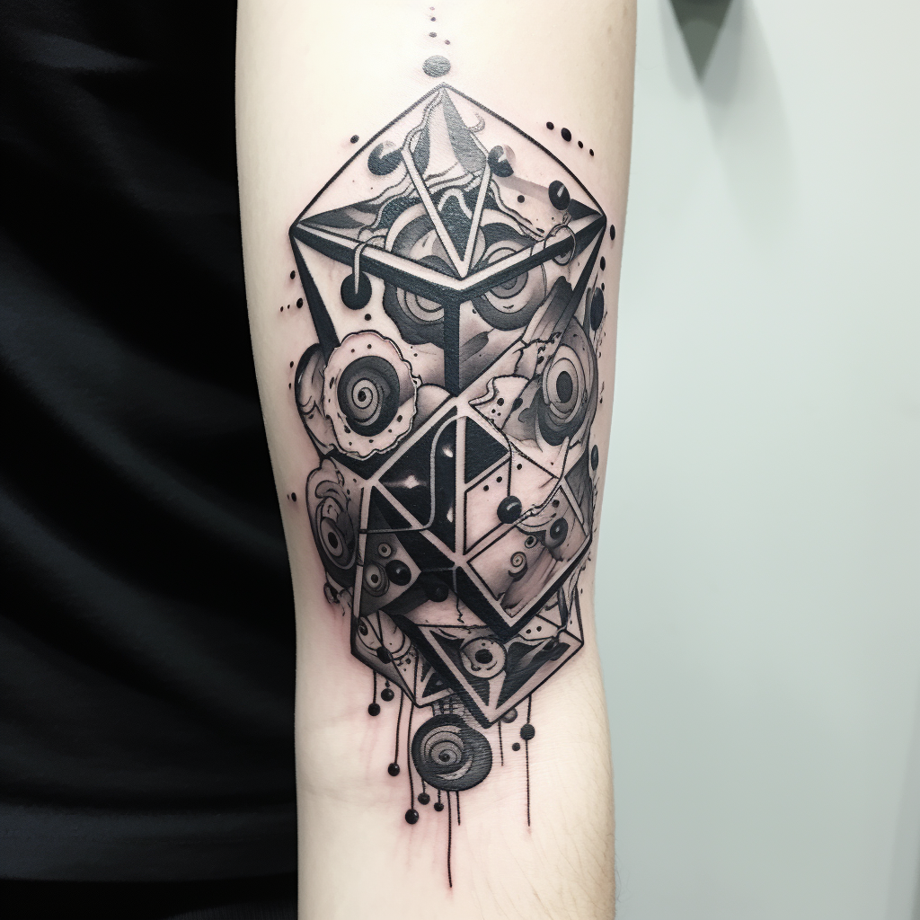 Blackwork D20 Dice Tattoo Design