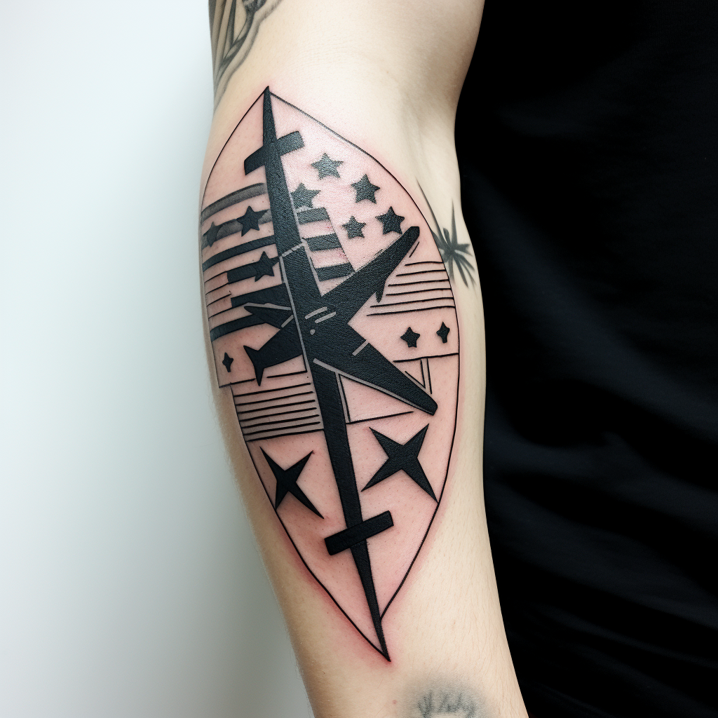 Abstract blackwork airplane tattoo design