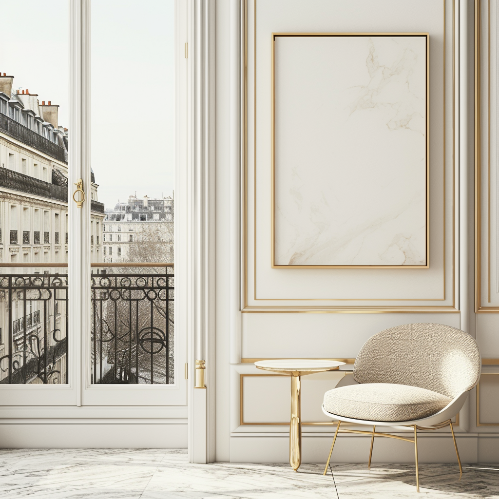 empty art frame in parisian apartment