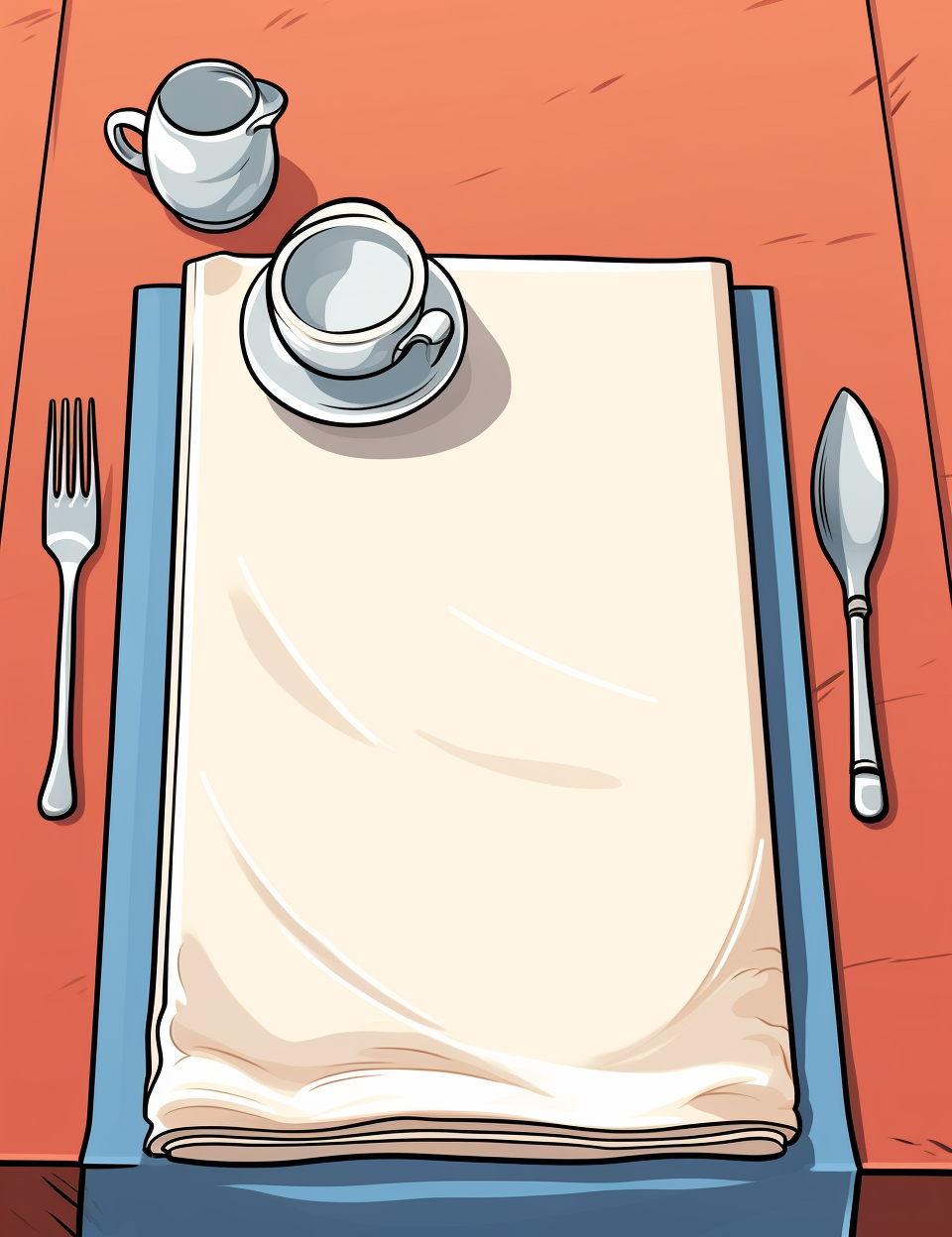 Cute Cartoon Style Table Setting  (6 words)