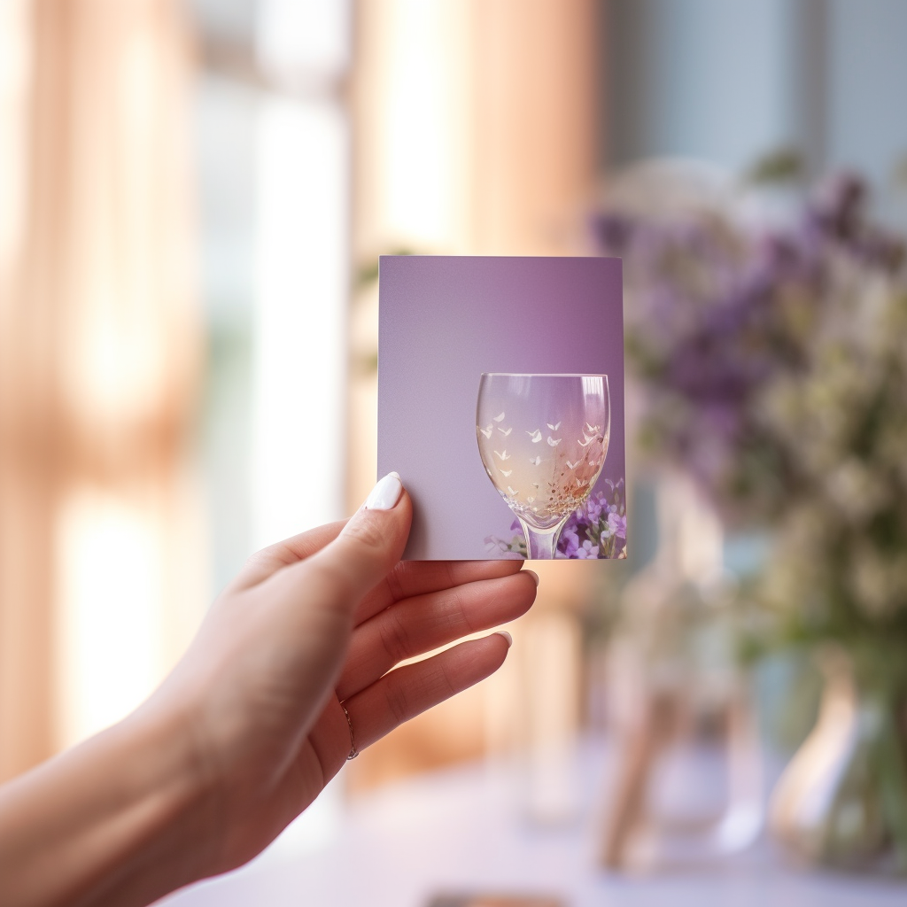 Woman holding a blank wedding card