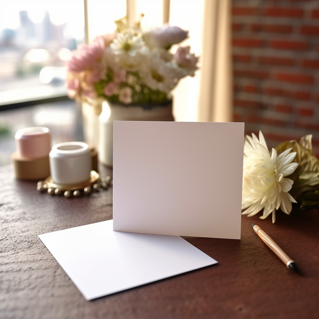 Close Up of Blank Wedding Card