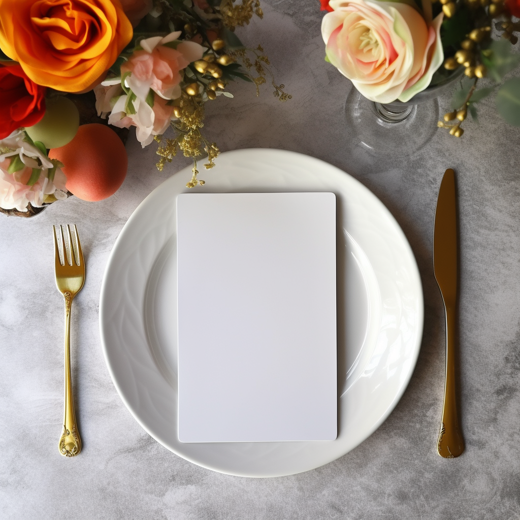 Closeup of Blank Wedding Menu Card