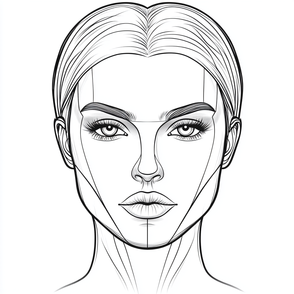 Coloring makeup practice blank human face