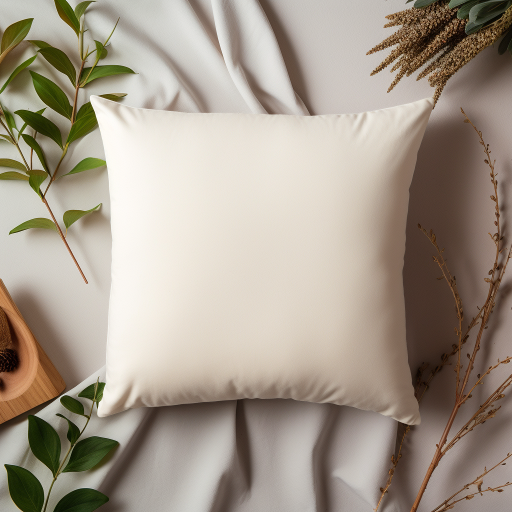 Blank Rounded Pillow Flatlay - Perfect for Home Decor