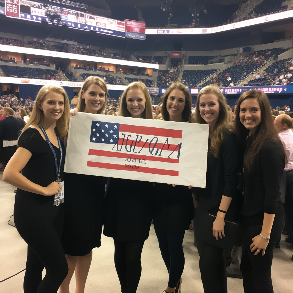 Group of ladies holding blank sign