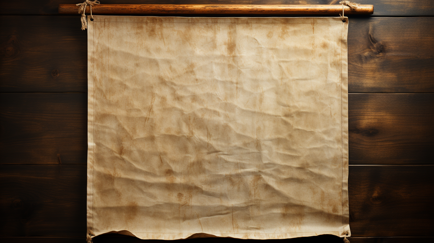 Blank unrolled parchment on a vertical surface