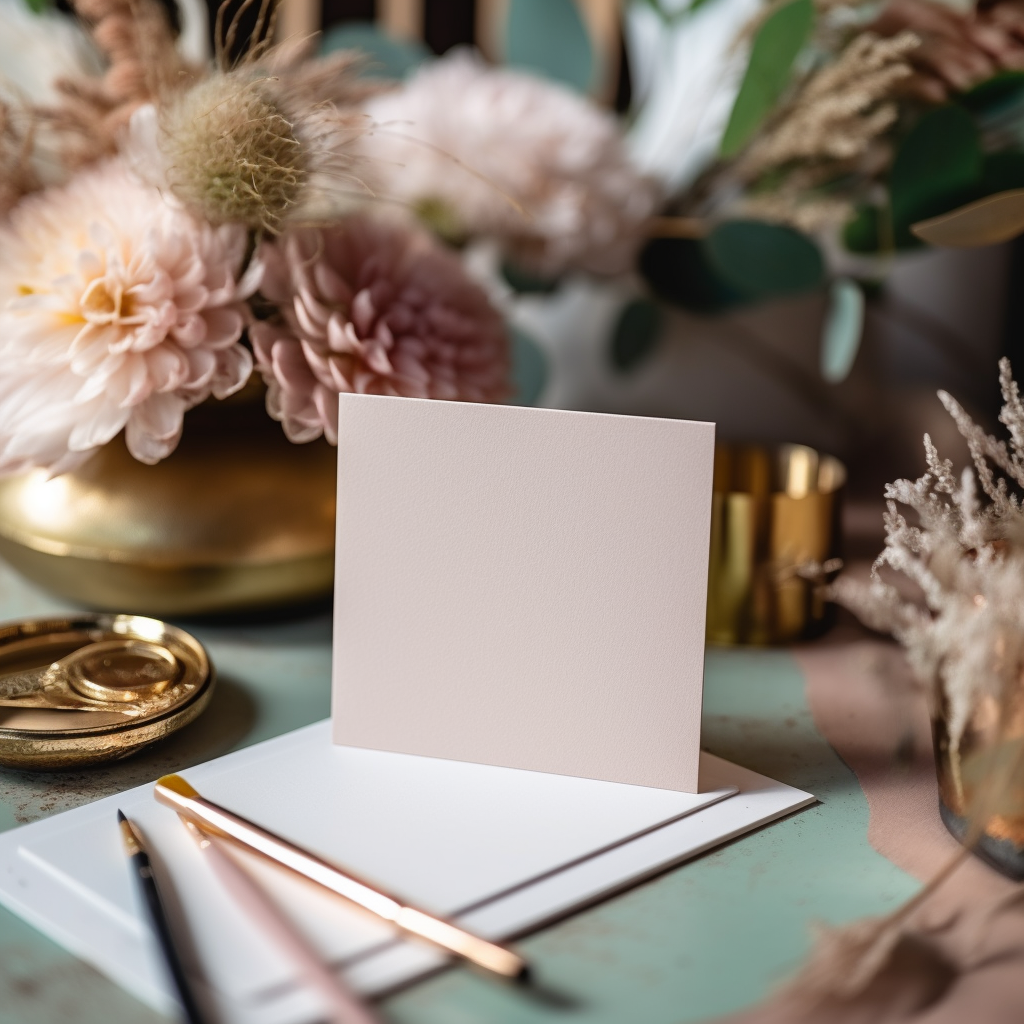 Close-up of Two Blank Wedding Cards