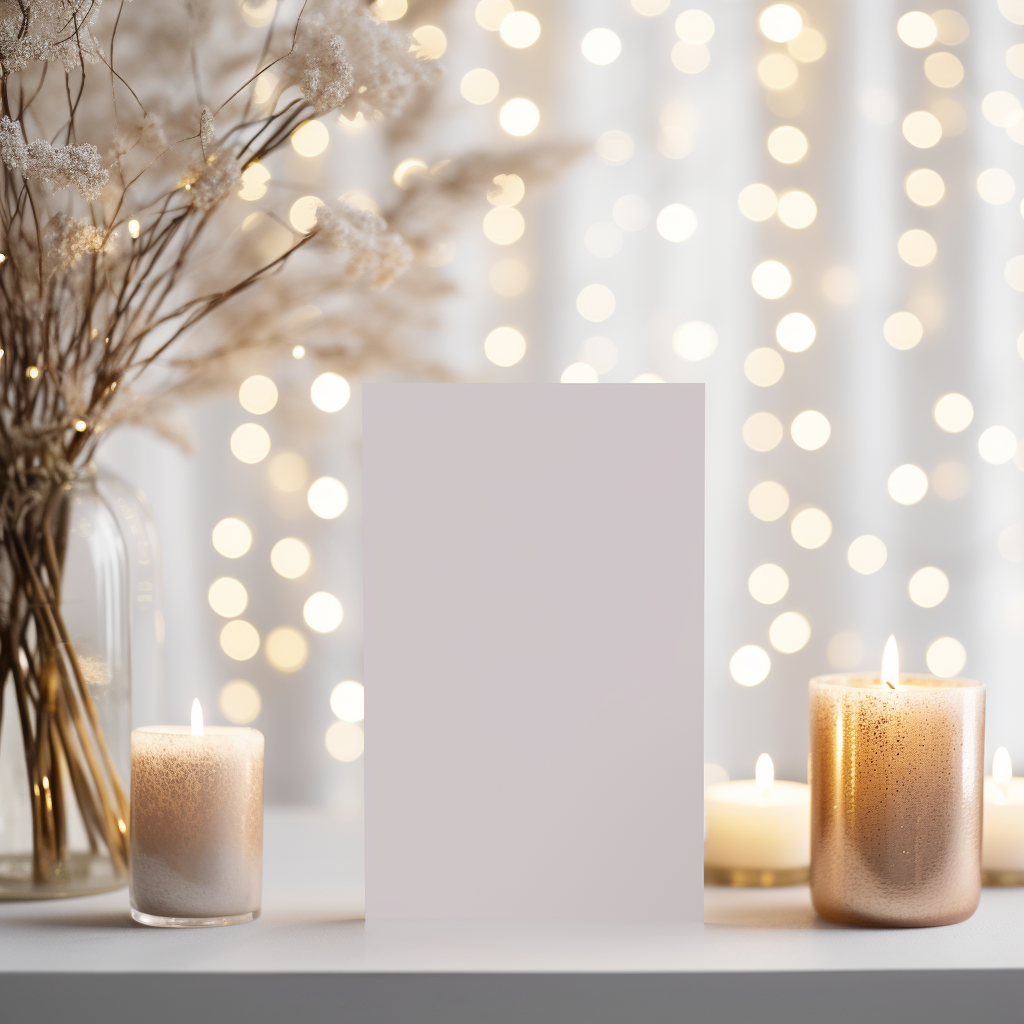 Beautiful blank white card on table