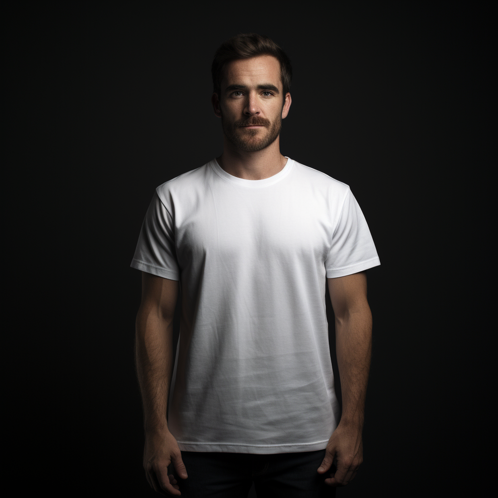 Person wearing blank white t-shirt