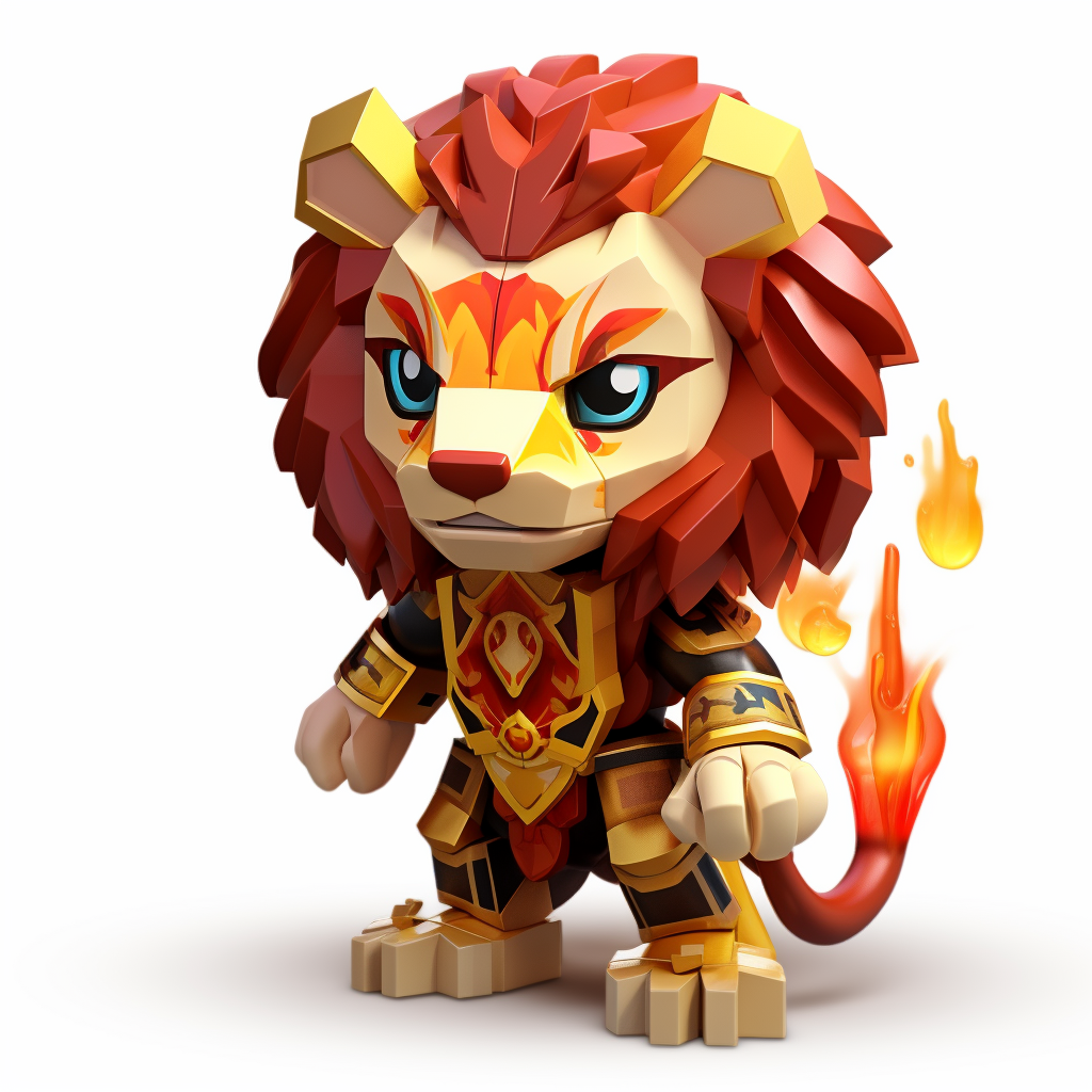 Heroic lion with pixelated mane