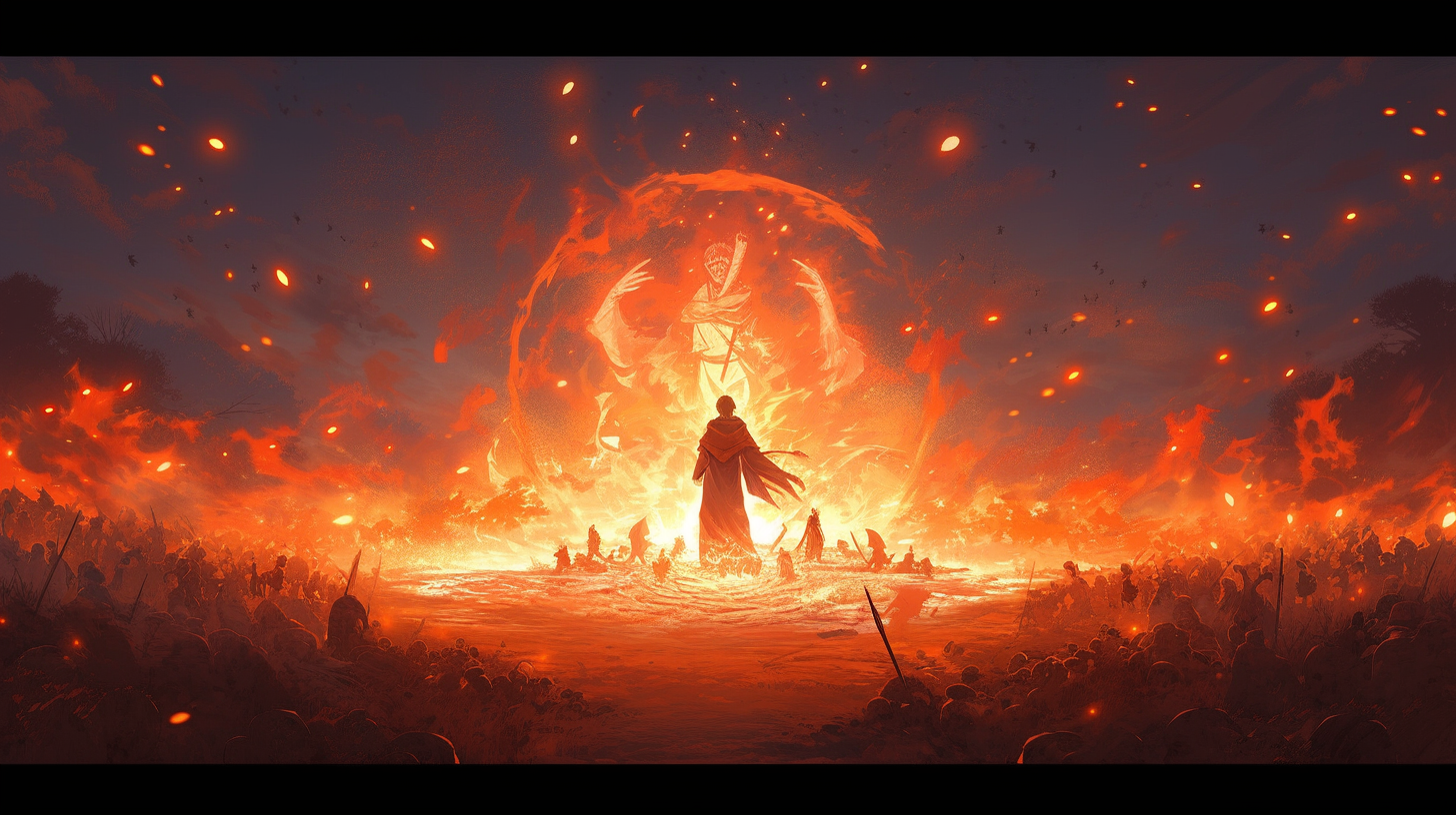 Symbolic illustration of fiery trials and divine protection