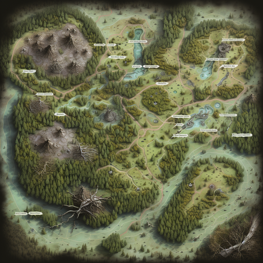 Blighted Forest Map in DND 5E Style