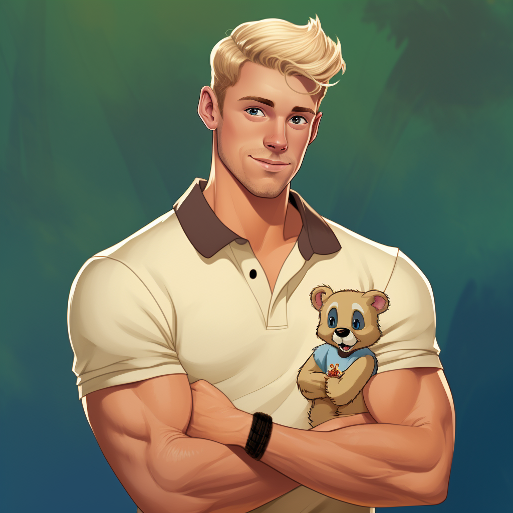 Blond Collegiate Jock with Cute Koala