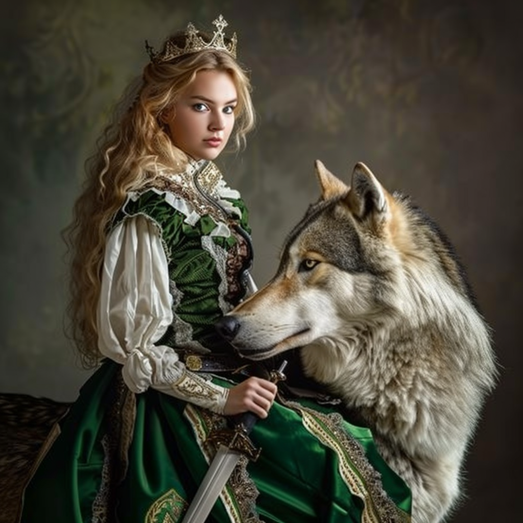 young girl wolf medieval dress