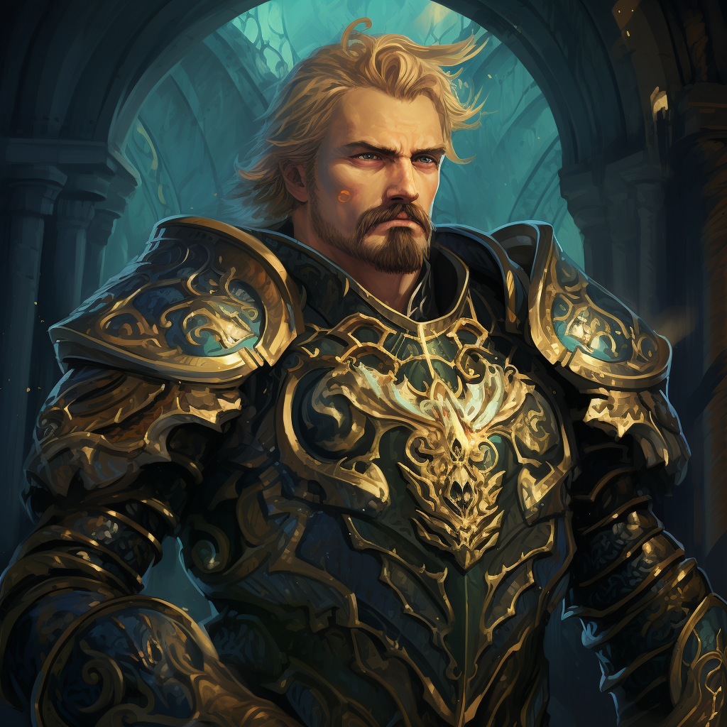 Blond man Paladin in intricate armor