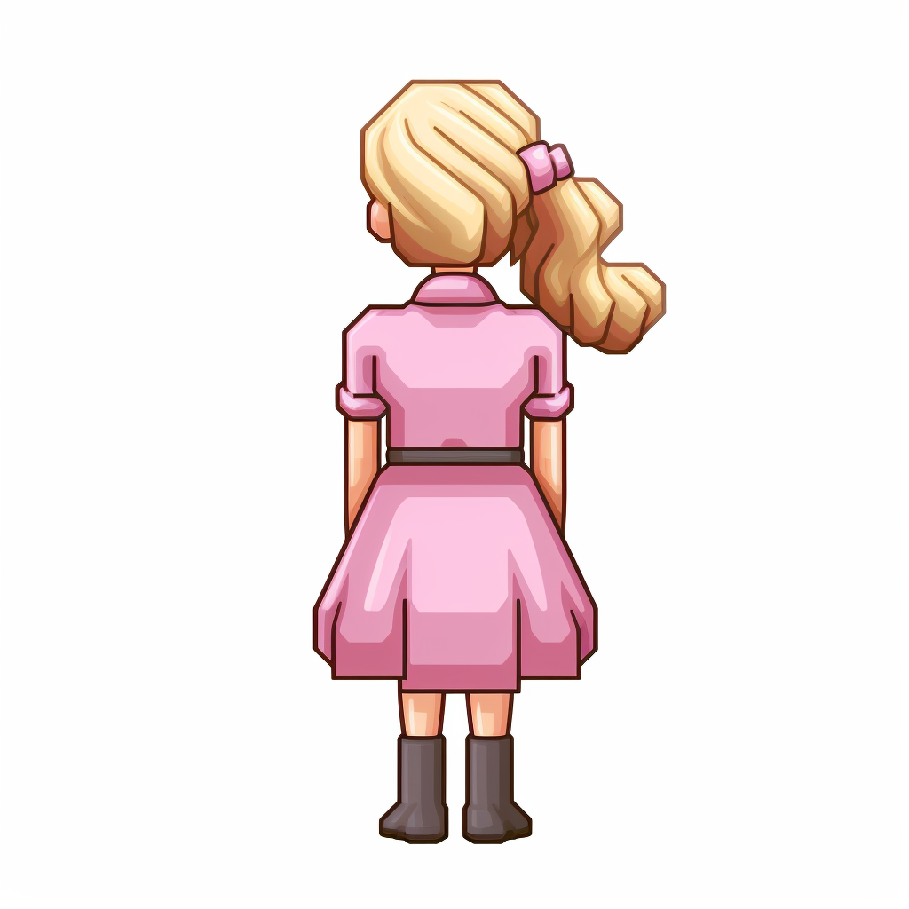 Sprite of blond teacher in pink dress costume