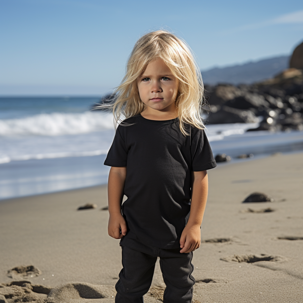 Blond toddler enjoying beach time