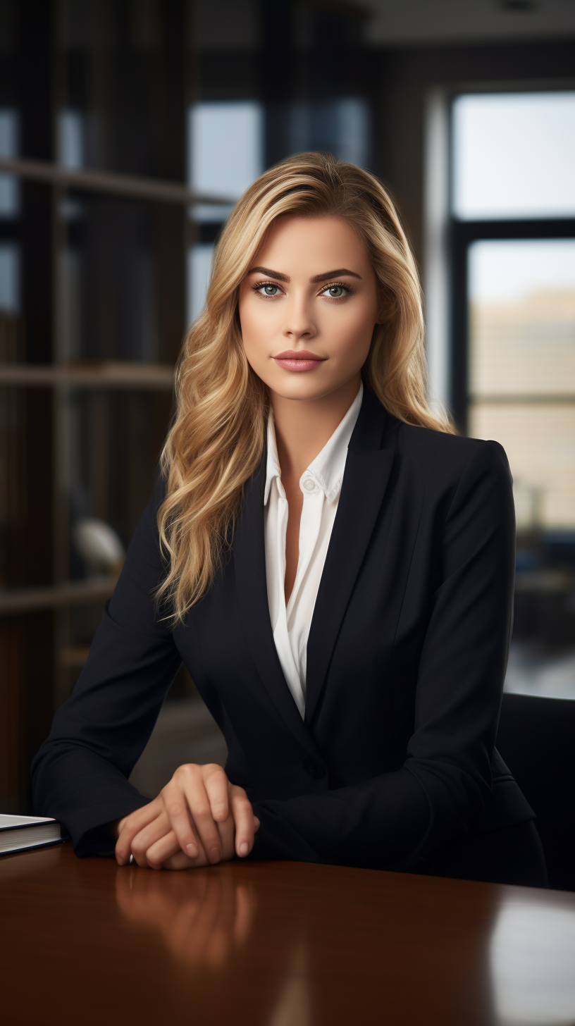 Blond woman lawyer in modern office