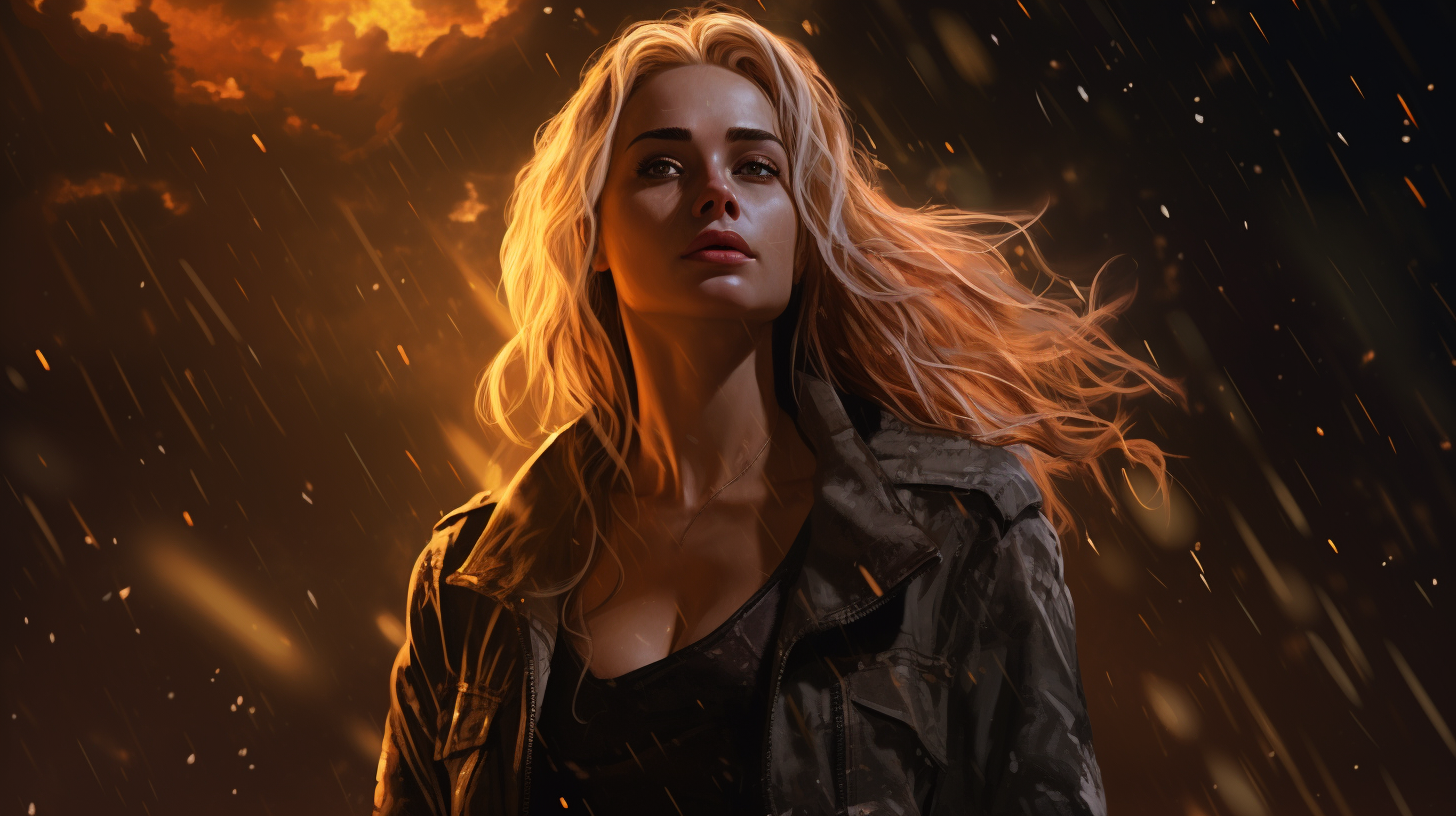 Blonde apocalypse survivor with sparkles in DayZ art style