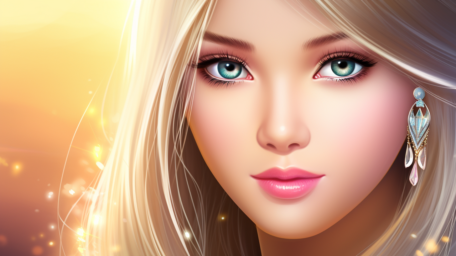 Beautiful blonde woman portrait artwork