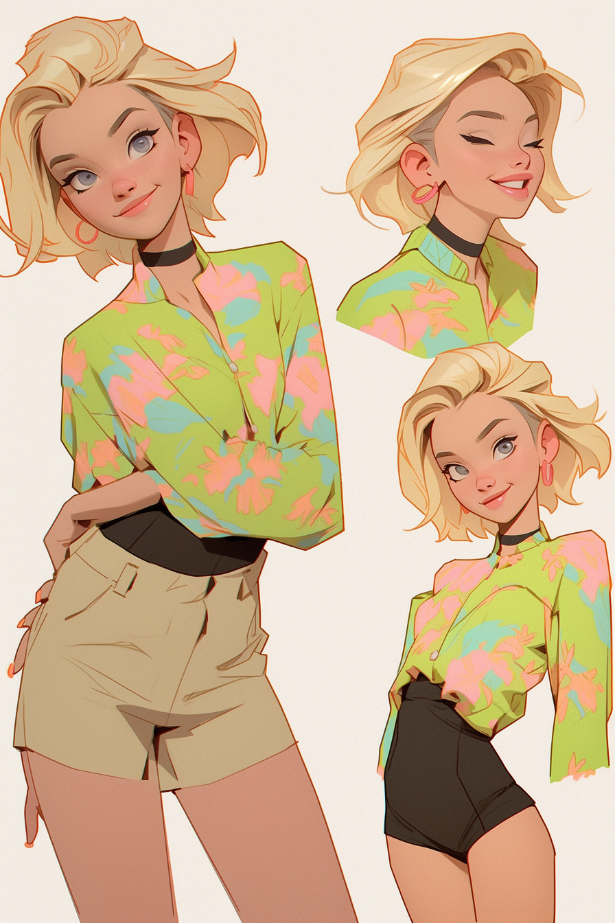 Blonde female hunter character in Spiderverse artstyle