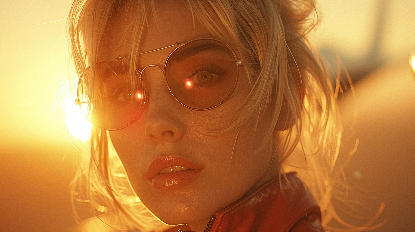 Gorgeous blonde female pilot sunglasses