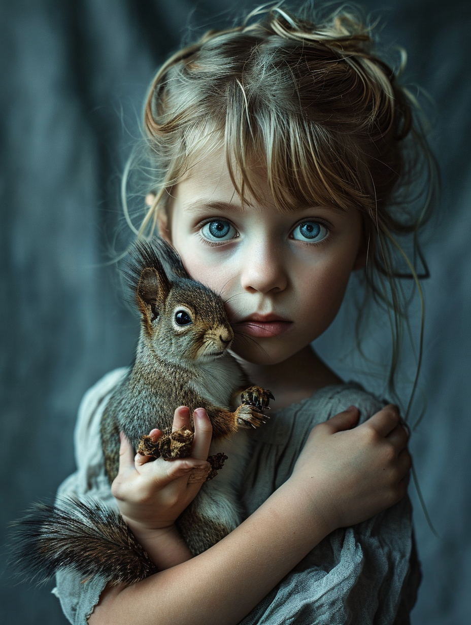 Blonde girl holding an adorable animal