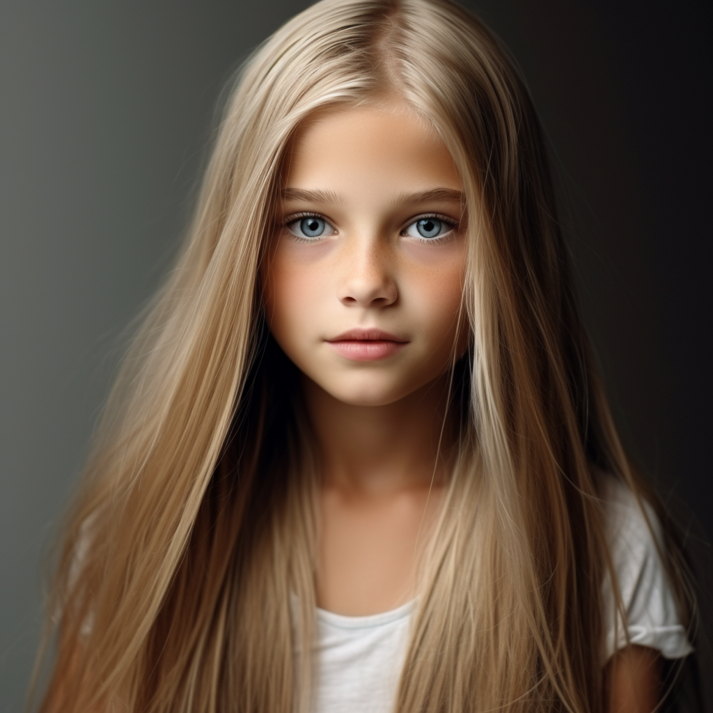 Young girl with blonde hair and blue eyes