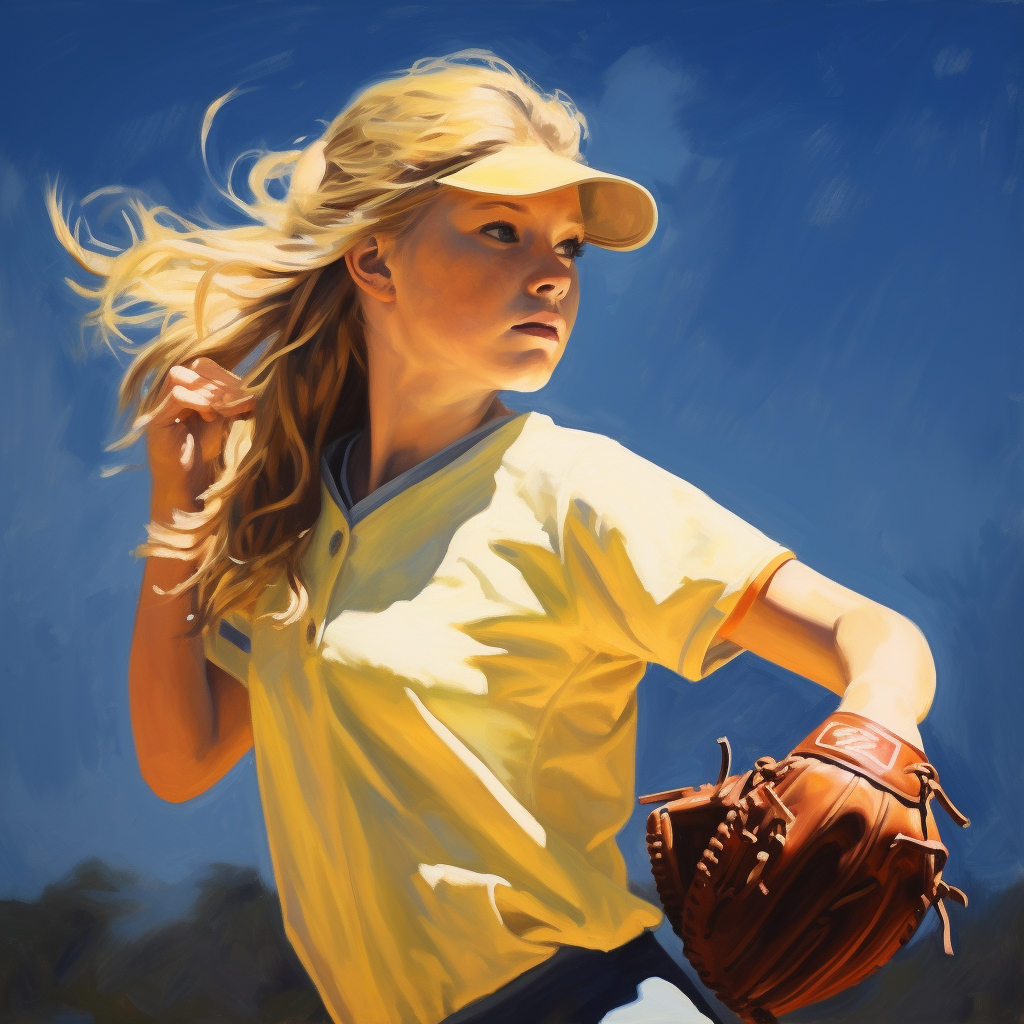 Teenage girl pitching softball