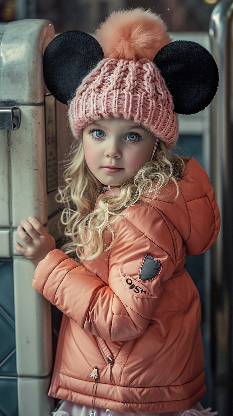 Blonde girl washing hands at Disneyland