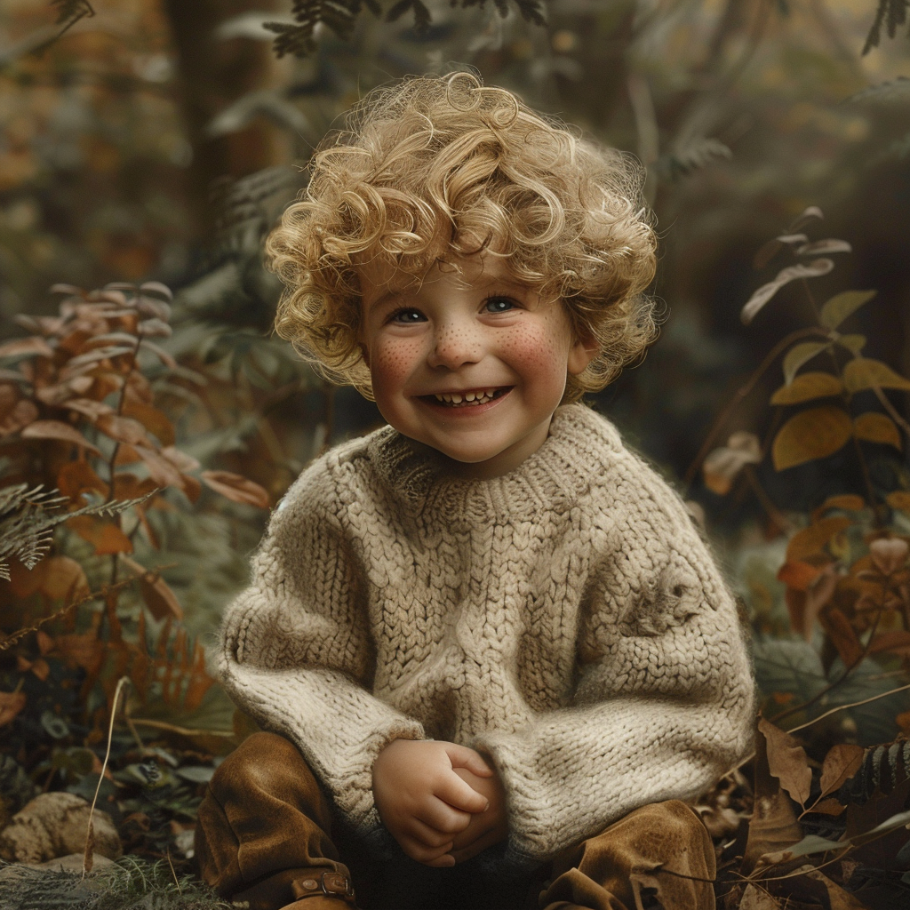 Smiling boy in forest