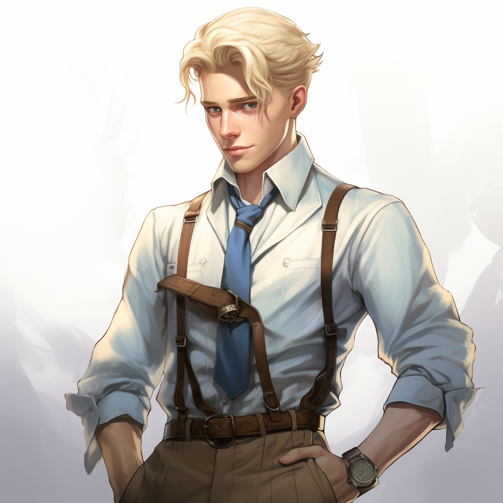 Blonde hair man anime style model