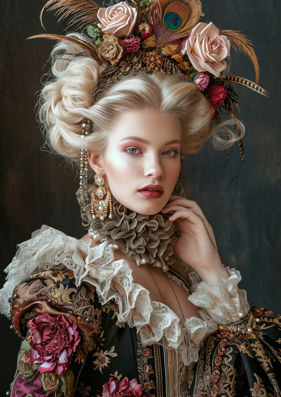 Blonde Haired Woman in Extravagant Clothes