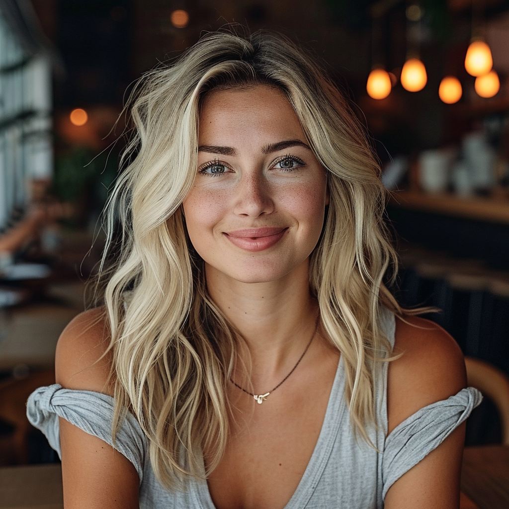 Blonde Woman at Restaurant