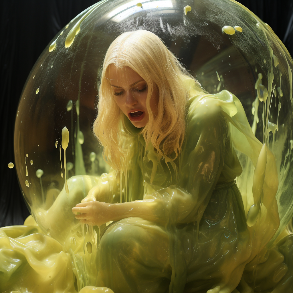 Blonde woman emerging from slime