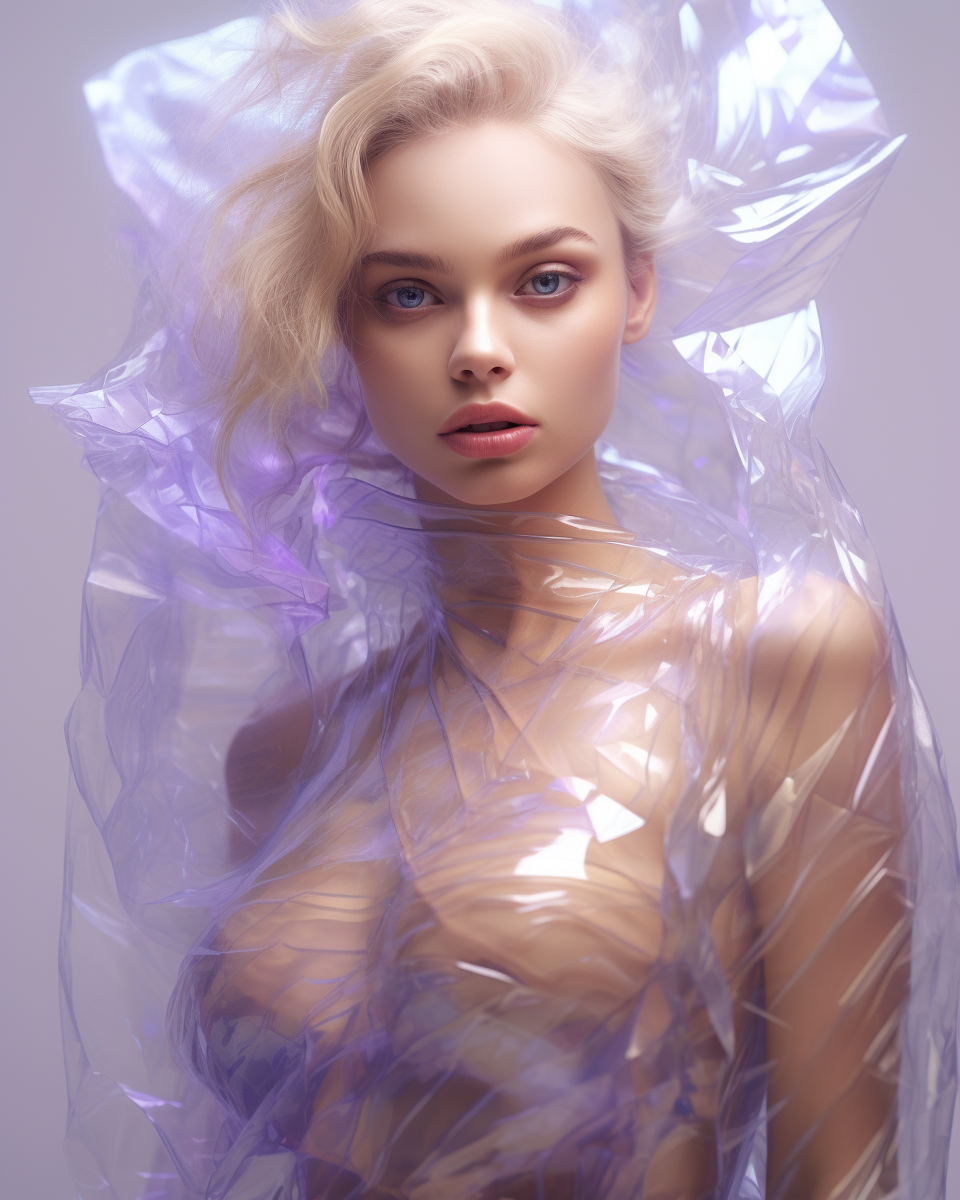 Gorgeous blonde woman with iridescent purple colors