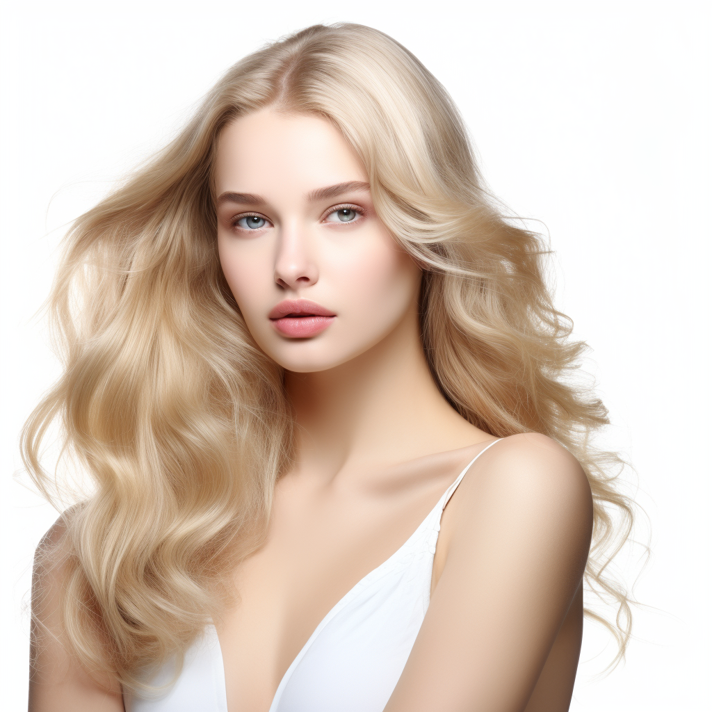 Blonde woman with flowing and touchable hair