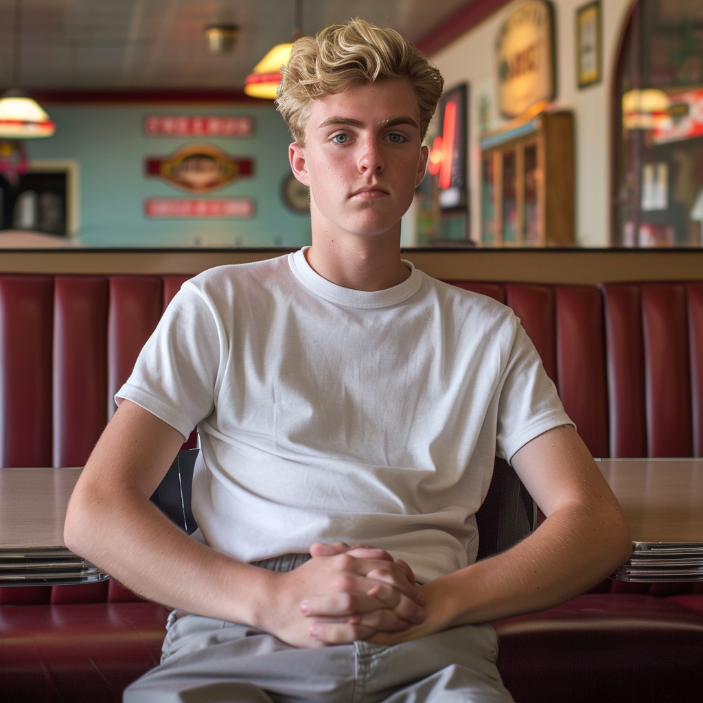 Athletic Blonde College Boy Diner