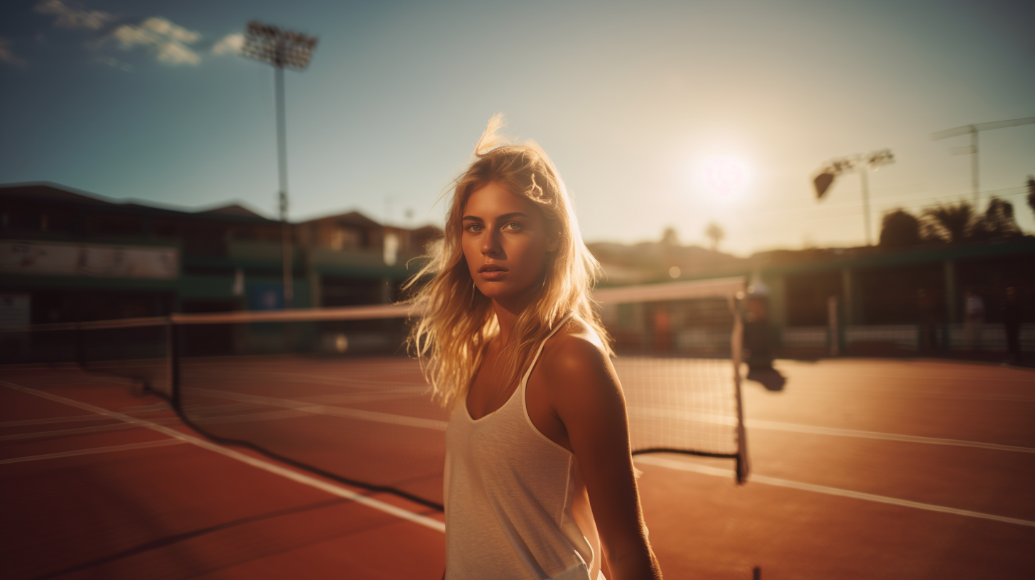 Beautiful Blond Woman Playing Paddle Tennis